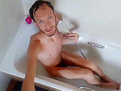 Super Skinny Male His Body While Showering