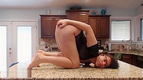 Hairy Pussy Queefing And Farting On The Kitchen Counter