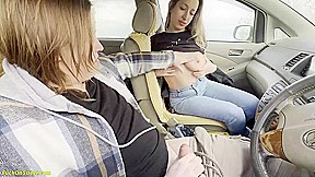 Busty Girl Surprised Me While Jerking Off In The Car