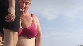 Stepmother-in-law Sucks My Dick On The Beach And Gets Cum In Her Mouth1