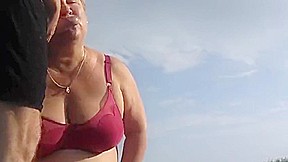 Stepmother-in-law Sucks My Dick On The Beach And Gets Cum In Her Mouth1