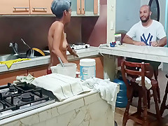 Catch My Stepsister In The Kitchen Dancing Very Sexy Semi Naked -porn In Spanish, She Is A Very Sexy Stepsister